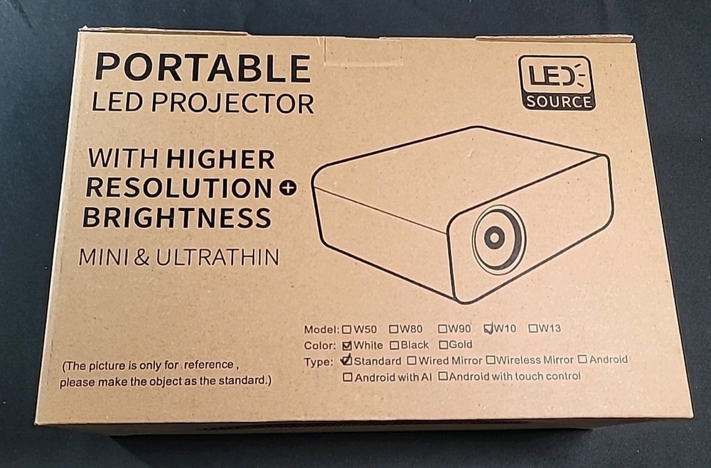 LED Source White Portable LED Projector With Higher Resolution + Brightness