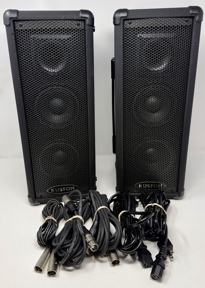 2 Kustom PA50 Powered PA System Speaker - Tested And Working