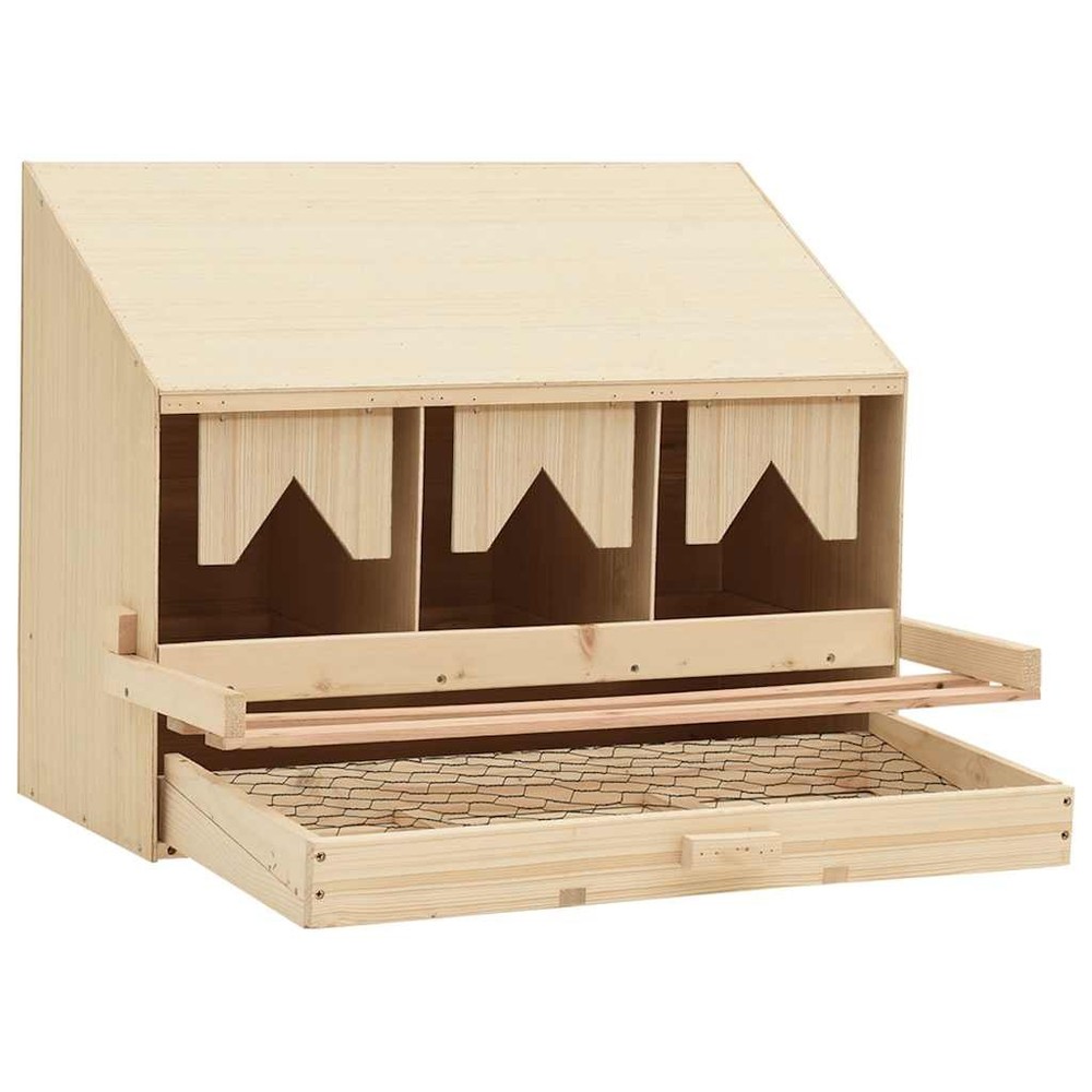 Chicken Nesting Boxes 3 Compartments Hen Laying Nest Solid Wood Pine vidaXL