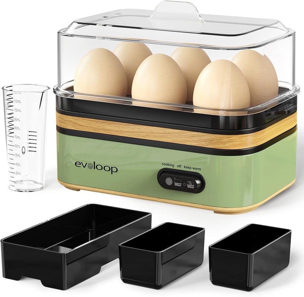 Electric egg cooker, 6-egg capacity - green