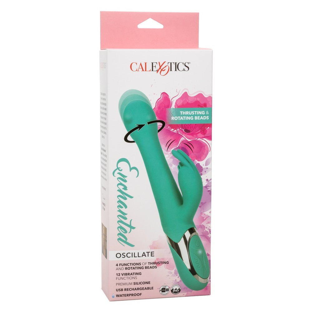 CalExotics Enchanted Oscillate Vibrator Rabbit Vibrator Turquoise Blue