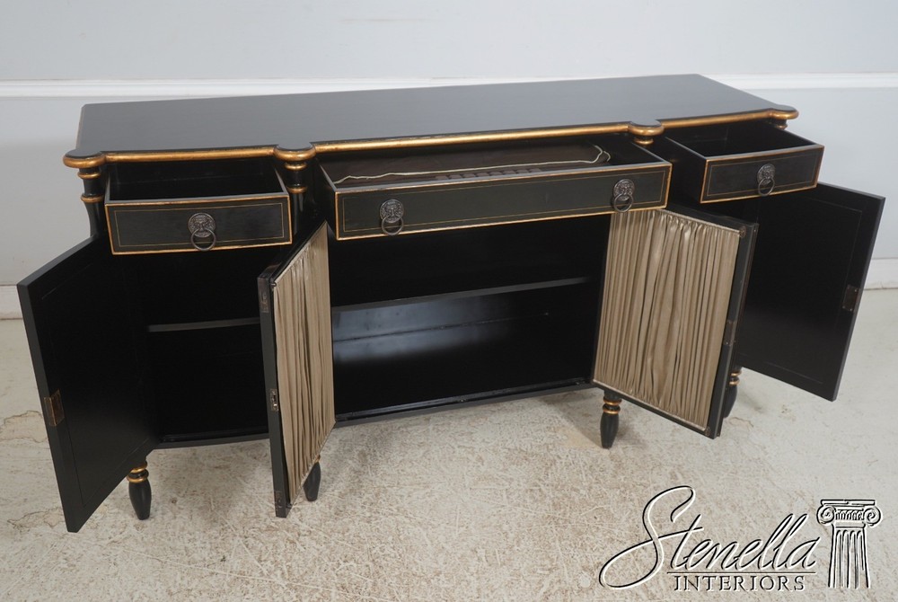 63386: HICKORY WHITE CO Regency Style Black & Gold Sideboard