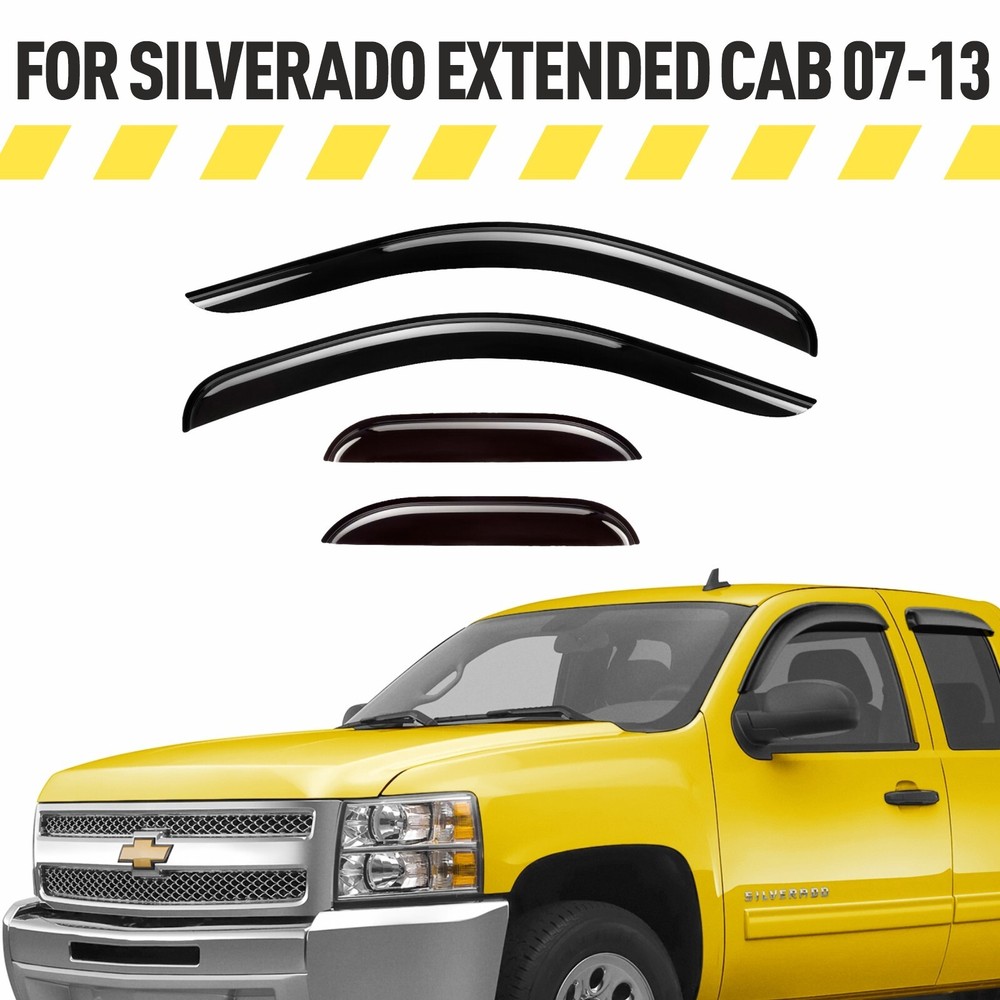 Rain Guards Vent Visors Shade for 2007-2013 Chevy Silverado Extended Cab