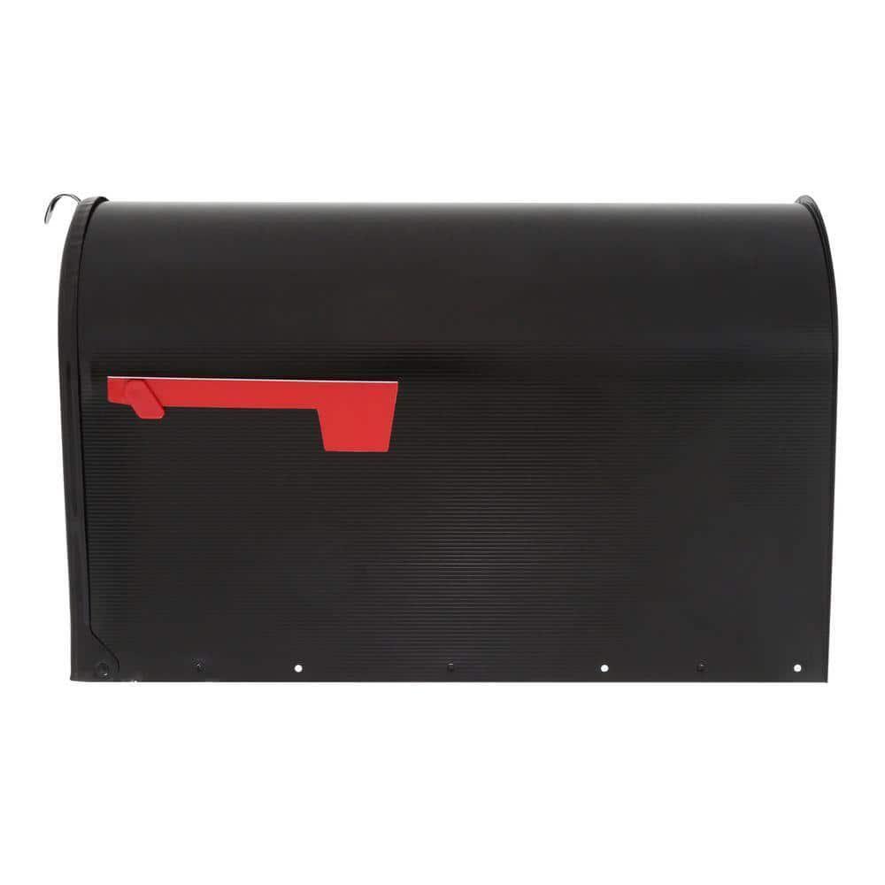 Post Mount Mailbox Black Extra Large Rust-Resistant Steel Adjustable Door Latch