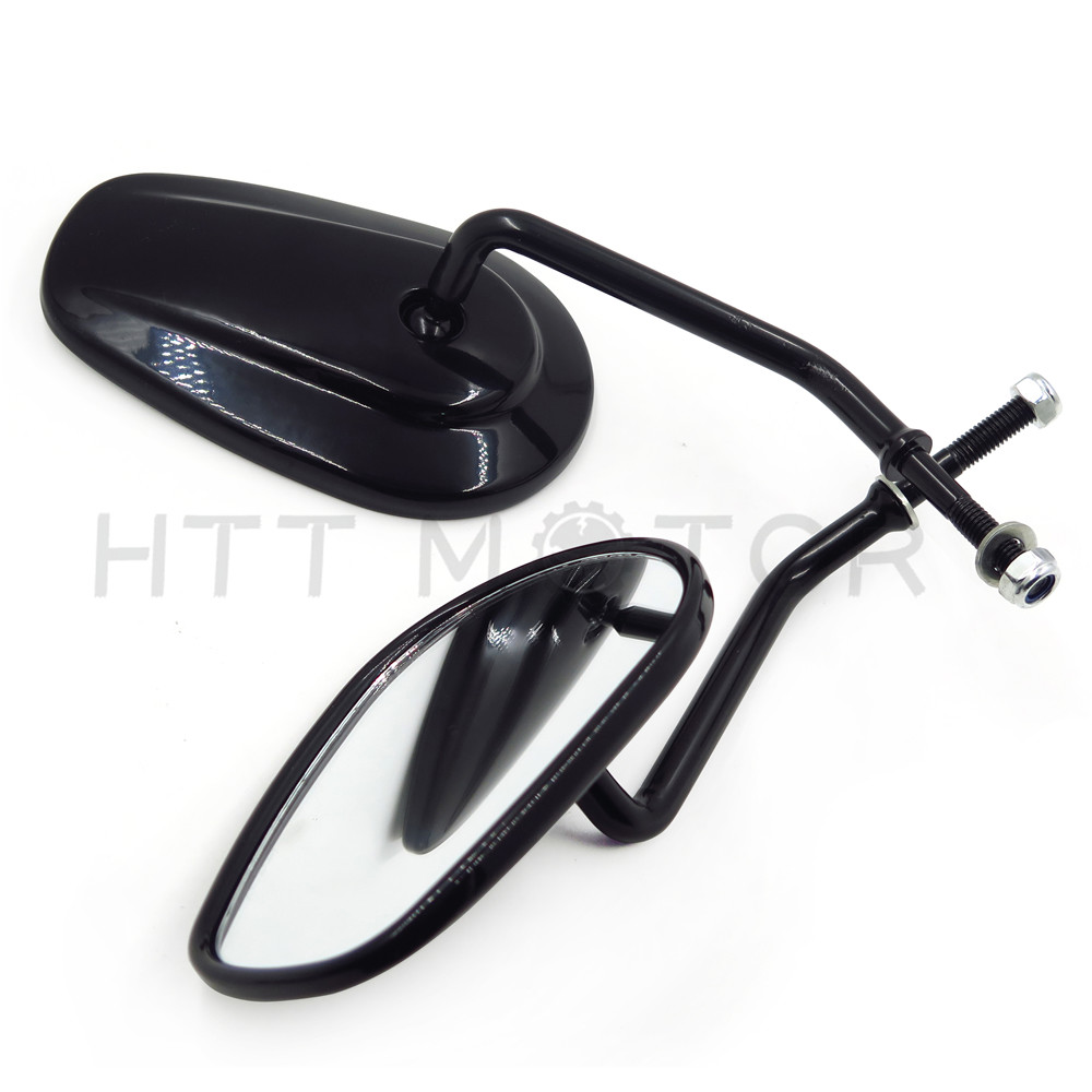 Black Rearview Mirrors For Harley Davidson FLSTC FXDB DYNA FXDF FLSTF 8mm