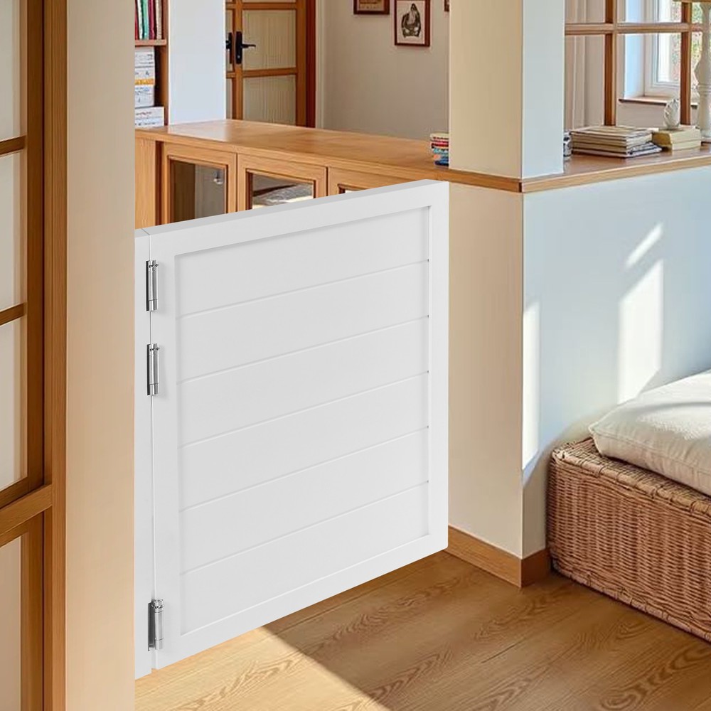 Partition Door Multi-function Wood Modern Single-Door Leaf w/ Hinges & Doorpost