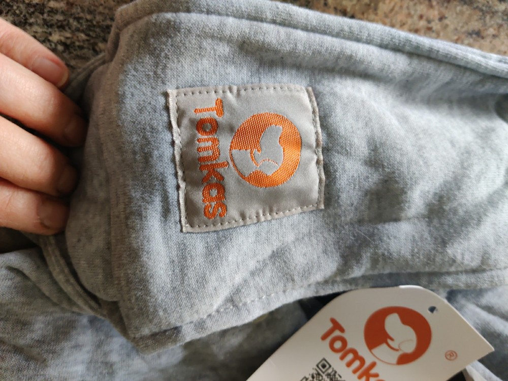 Tomkas Small Dog Carrier. Gray With Orange Pocket