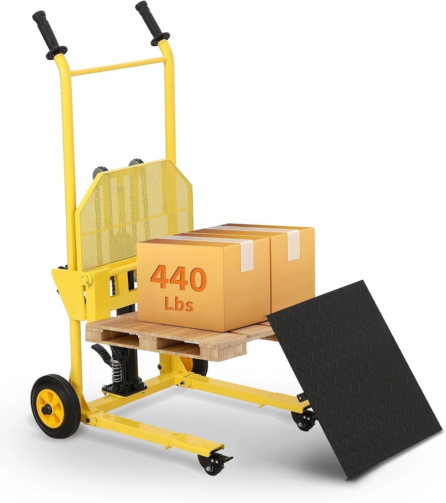 Adjustable Pallet Dolly Lift 36'' Hydraulic Material Fork Lift Winch Stacker US