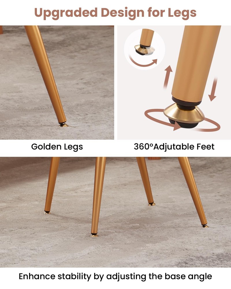 ZYKZYK Small Vanity Stool Chair with Storage and Folding Back,4 Metal Legs wi...