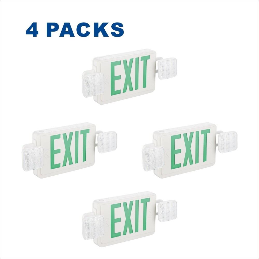 UL Listed  4 Packs Led Green Exit Signs with Battery Backup Combo Exit Lights.