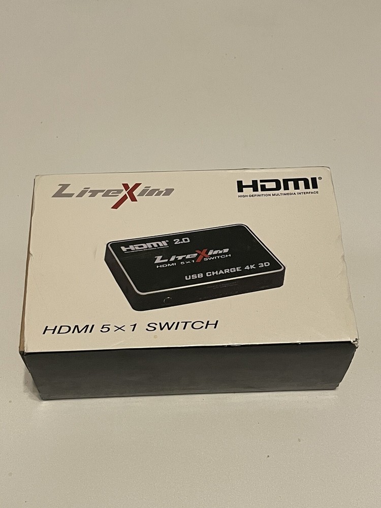 LITEXIM HDMI 5 X 1 SWITCH WITH MINI WIRELESS REMOTE - USB CHARGE 4K 3D