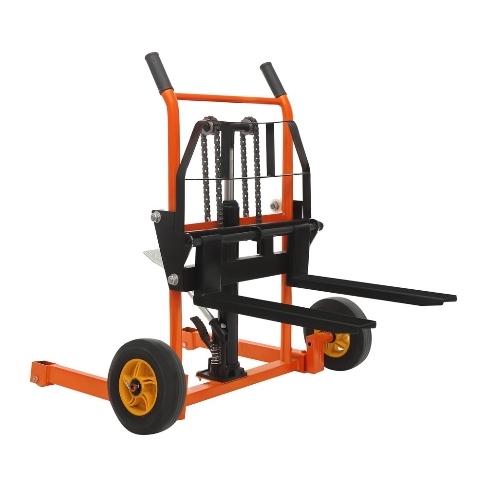 Stacker Hydraulic Material Winch Stacker 440lbs Pallet Truck Dolly Fork Lift