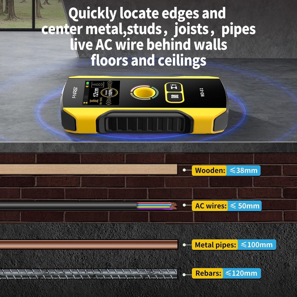 Stud Finder Wall Scanner - Upgraded WD-02 TFT Display Electronic Stud Detector