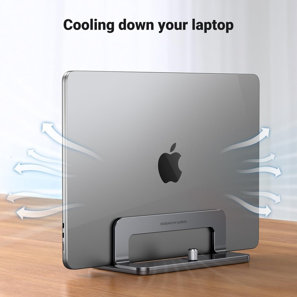 UGREEN Vertical Laptop Stand Holder for Desk Compatible with Silver Gray