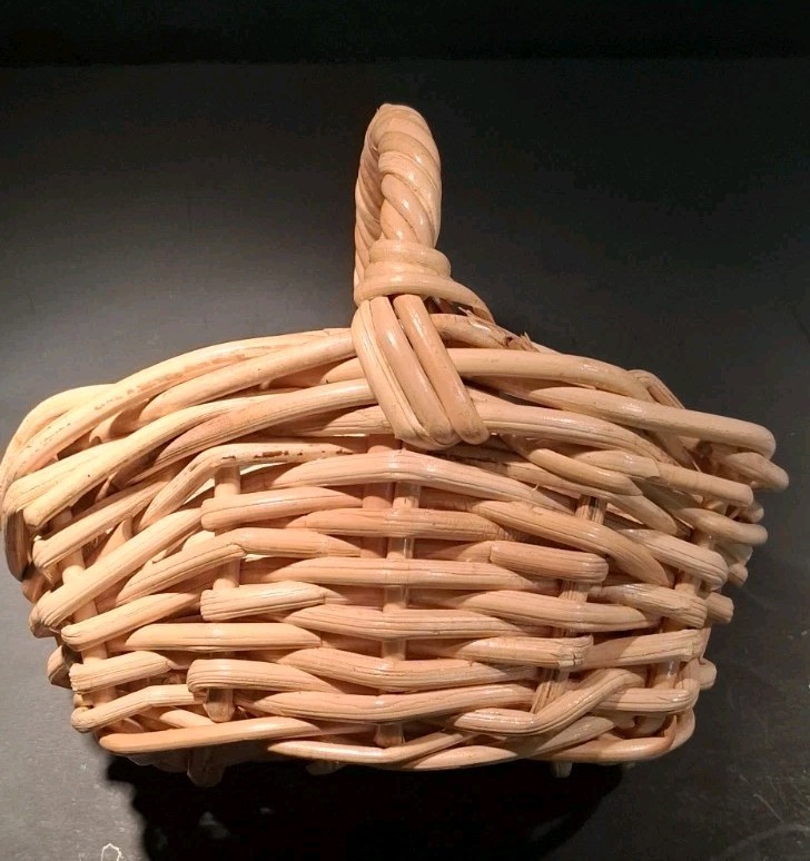 Vintage 9 " Sturdy Rattan Wicker Basket