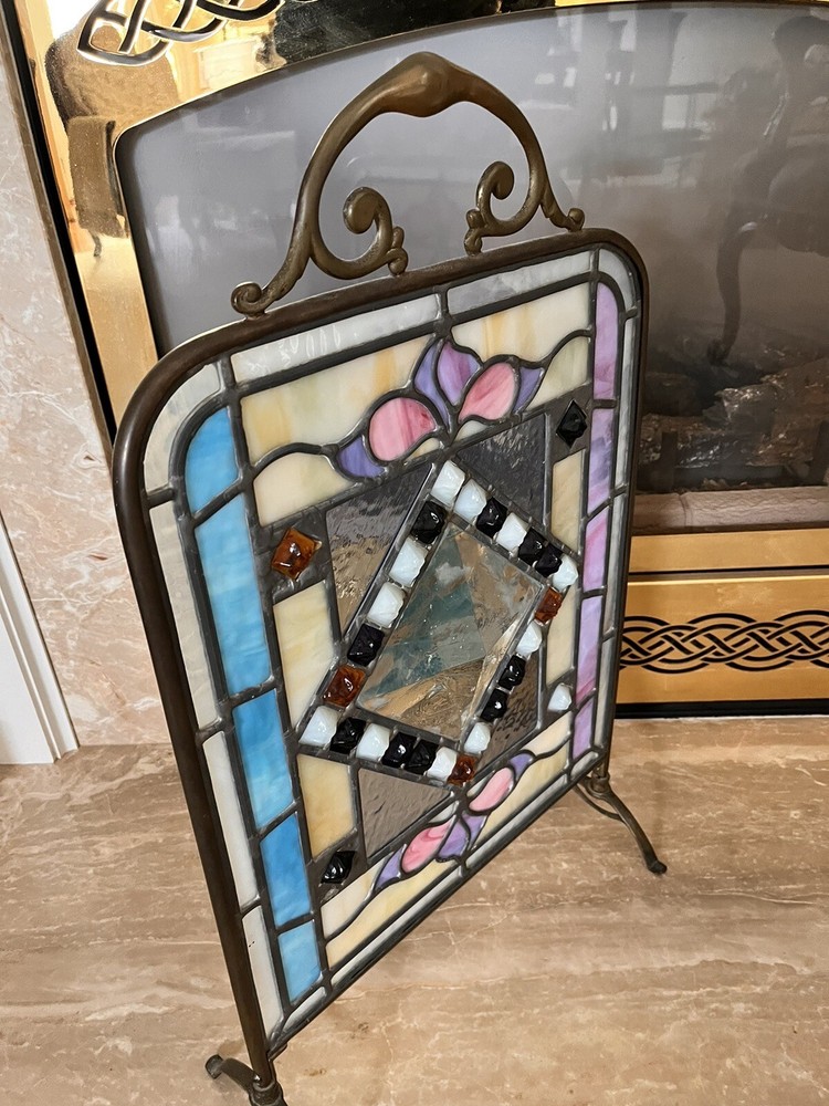 Stained Glass Fireplace Screen