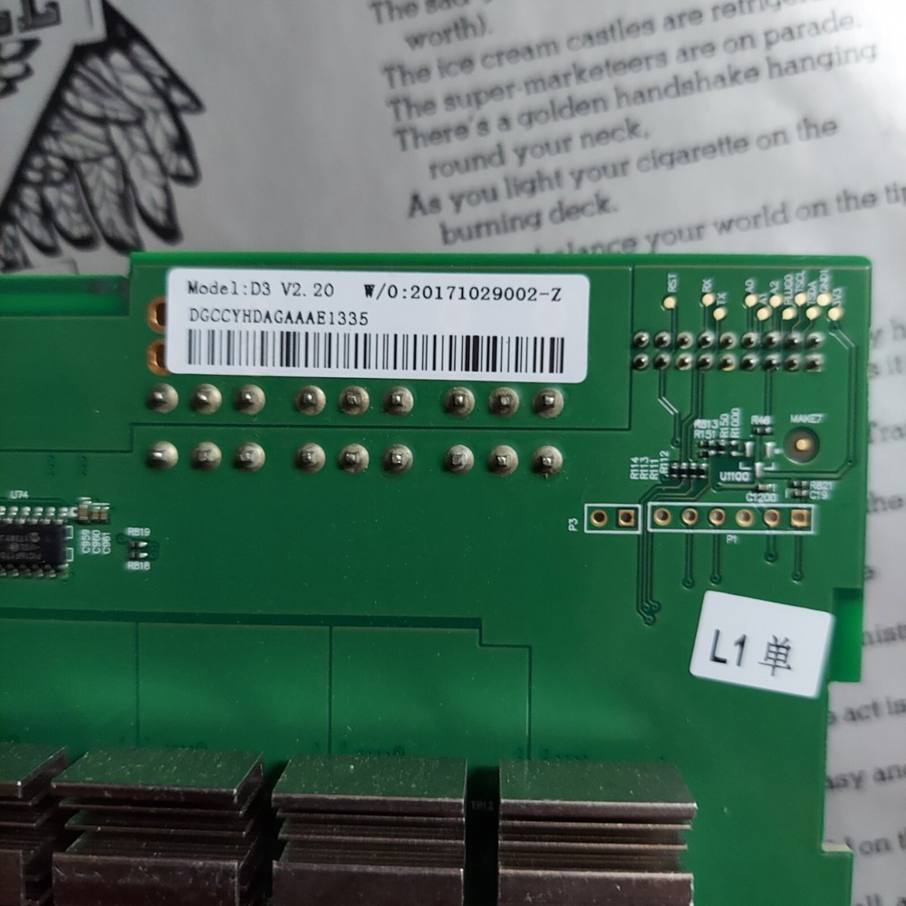 Bitmain Antminer D3 Dash Board V2.2 circuit board
