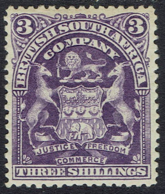RHODESIA 1898 ARMS 3/-