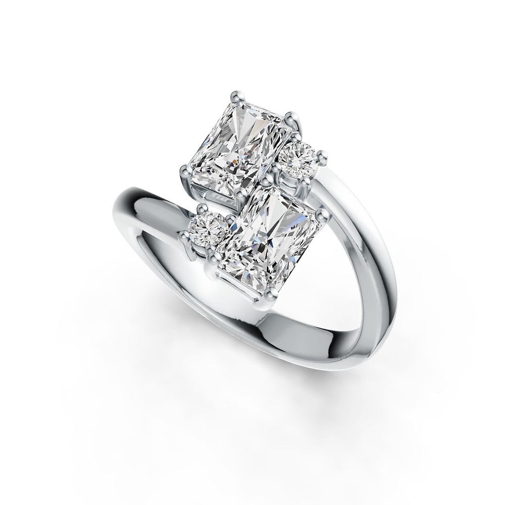 Sterling Silver Semi Mount Ring Setting Emerald OCT 7X5mm Bypass