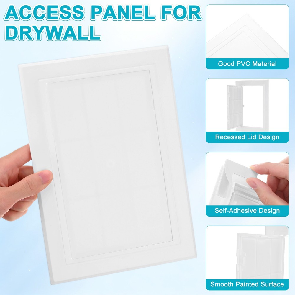 1-Pack Access Panel for Drywall, 5.7x9" Plastic Self Adhesive Cover [White]