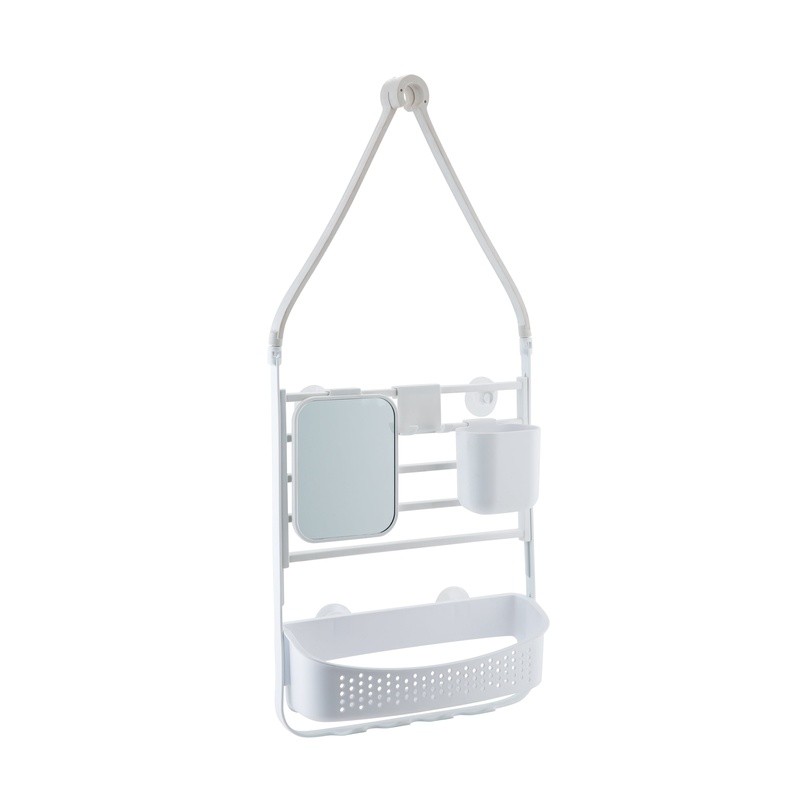 Deluxe Flex Adjustable Shower Caddy Organizer W/ Hooks Storage Baskets Mirror US
