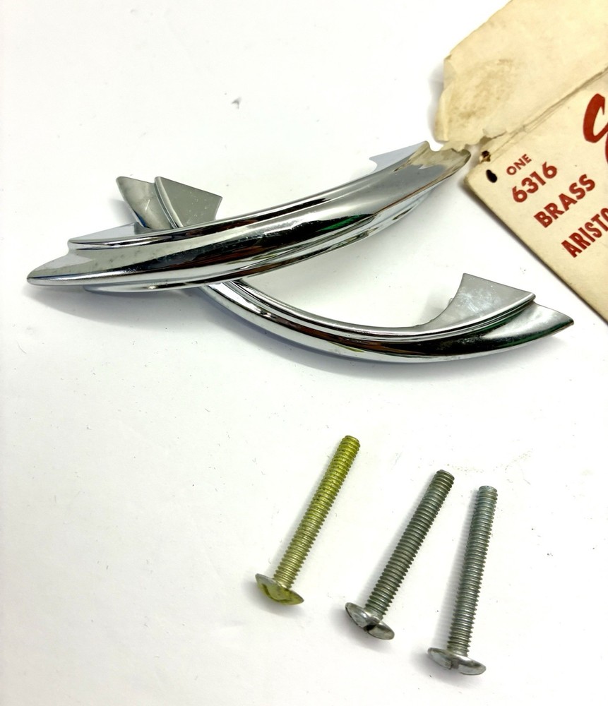 Elgin Sears Chrome Cabinet Door Handle Drawer Pull In Package 2 Vtg MCM READ