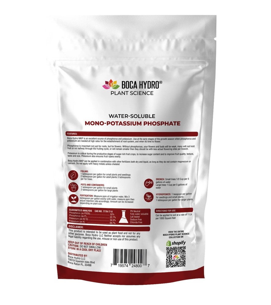 Boca Hydro MKP Mono-Potassium Phosphate Root Builder Flowering Enhancer 0-52-34