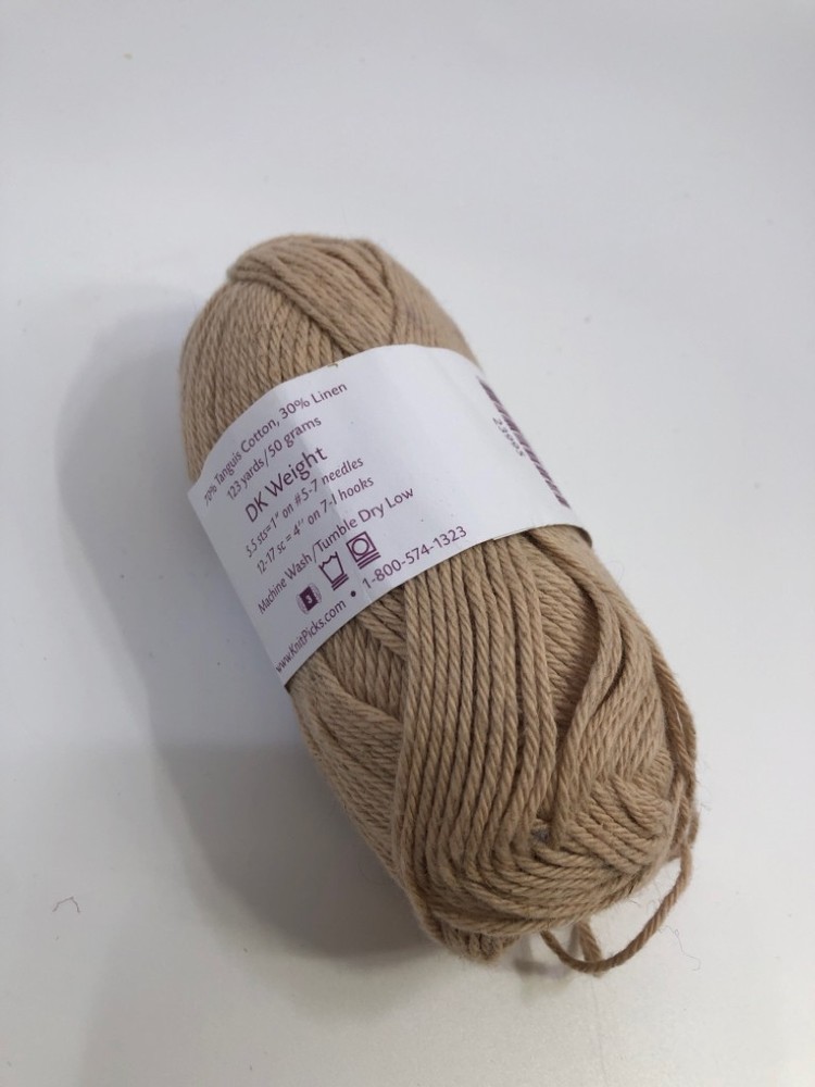 KNITPICKS LINEN TAN YARN.