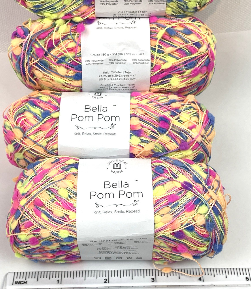 5pcs Bella Pom Pom Neon Fun 101