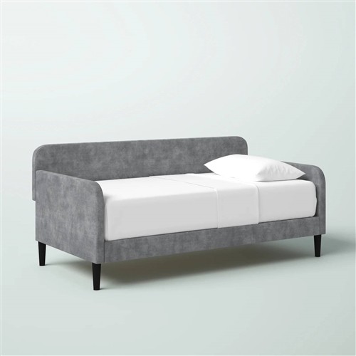 Twin Modern Grey Silver Velvet Upholstered Daybed