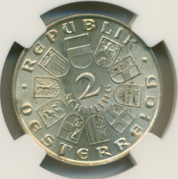 Austria Silver 1932 2 Schilling Joseph Haydn MS62 NGC