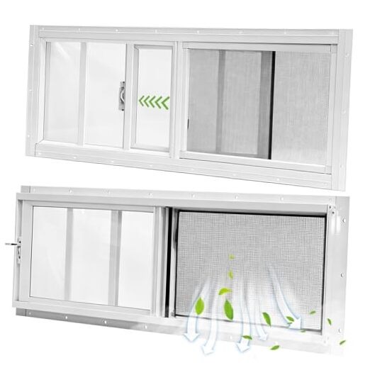 Yuzzy Shed Windows 2 Pack Sliding Windows Transom Window with 10"x35" White