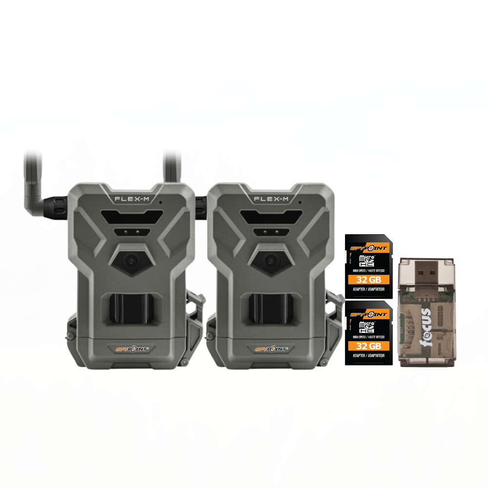 Spypoint Flex M Night Vision Motion Activate Cellular Trail Camera 2 Pack Bundle