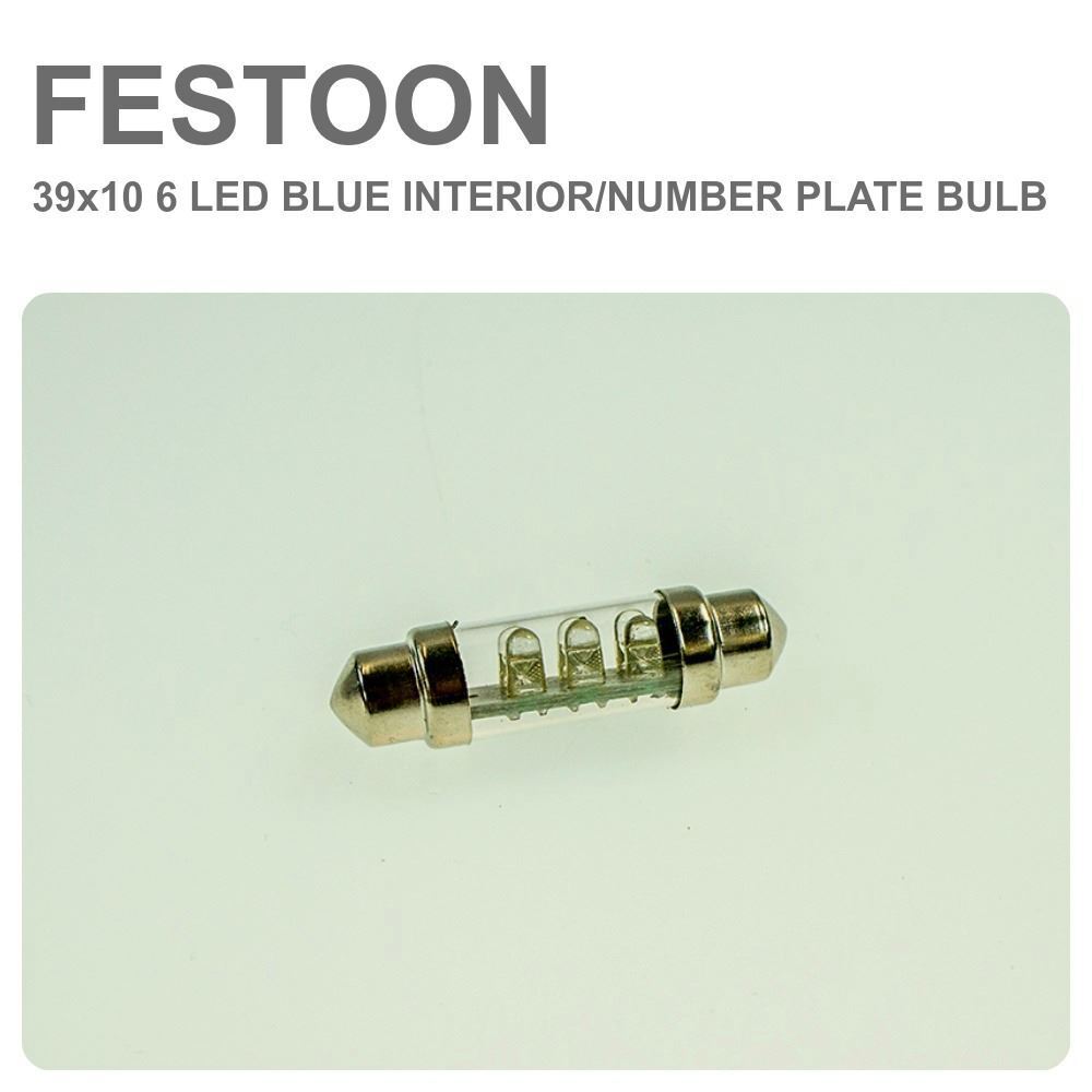 Replacement Festoon 38-39X1 6 Blue LED Number Plate Light Bulb x2