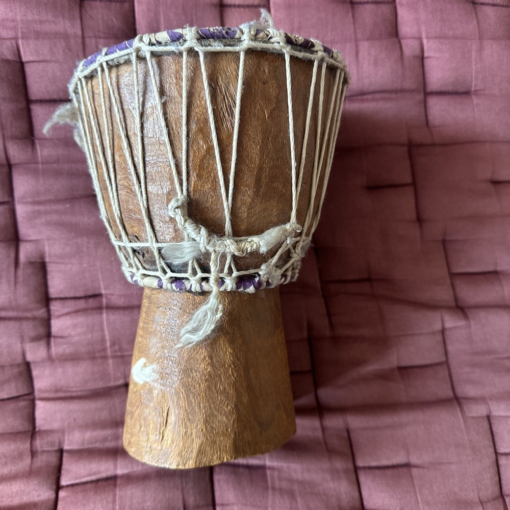 authentic handmade african drum 9x6x4. small dejembe.