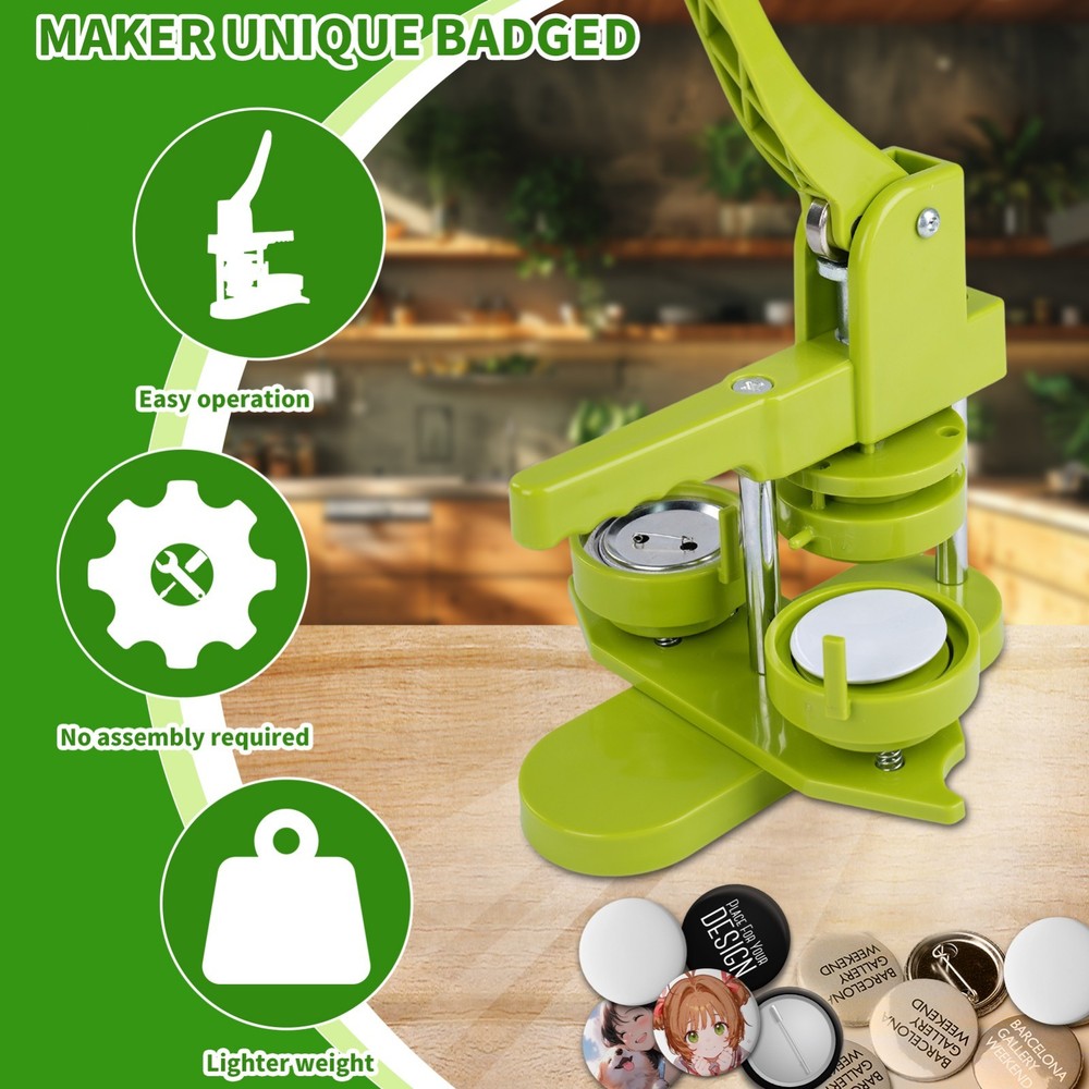 Button Maker Machine 58mm Pin Press with Complete 100-Piece DIY Starter Kit