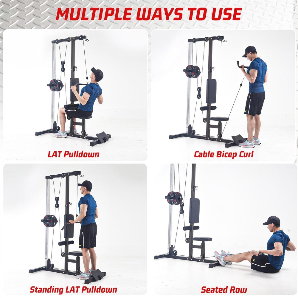 Cable Machine LAT Pulldown Tower High Low Pulley Stations Leg Support Tricep Wor