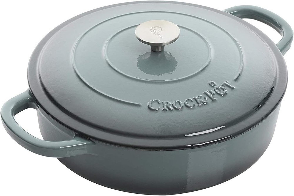 Pot Enameled Cast Iron Braiser W/ Lid 5-Quart Durable Cookware Kitchen