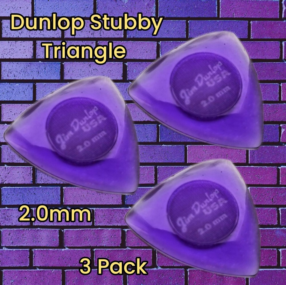 Dunlop Stubby Triangle Guitar Picks 473 Light Purple 2.0mm 3 Pack