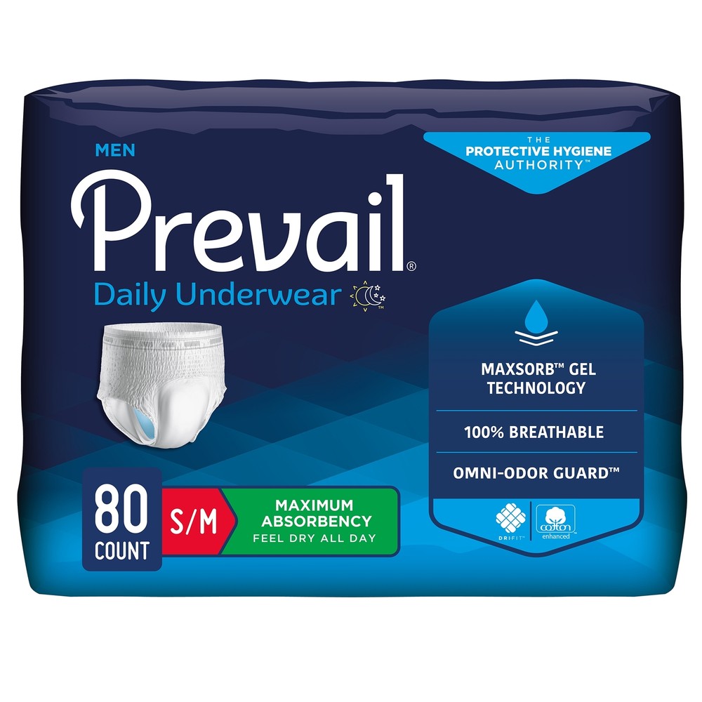 Prevail Disposable Underwear Male Small/Medium Maximum 80 Ct