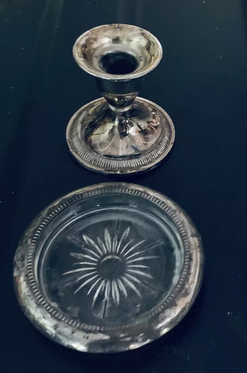 # 50 Silver candle holders & 2 Silver Coasters by Leonard
