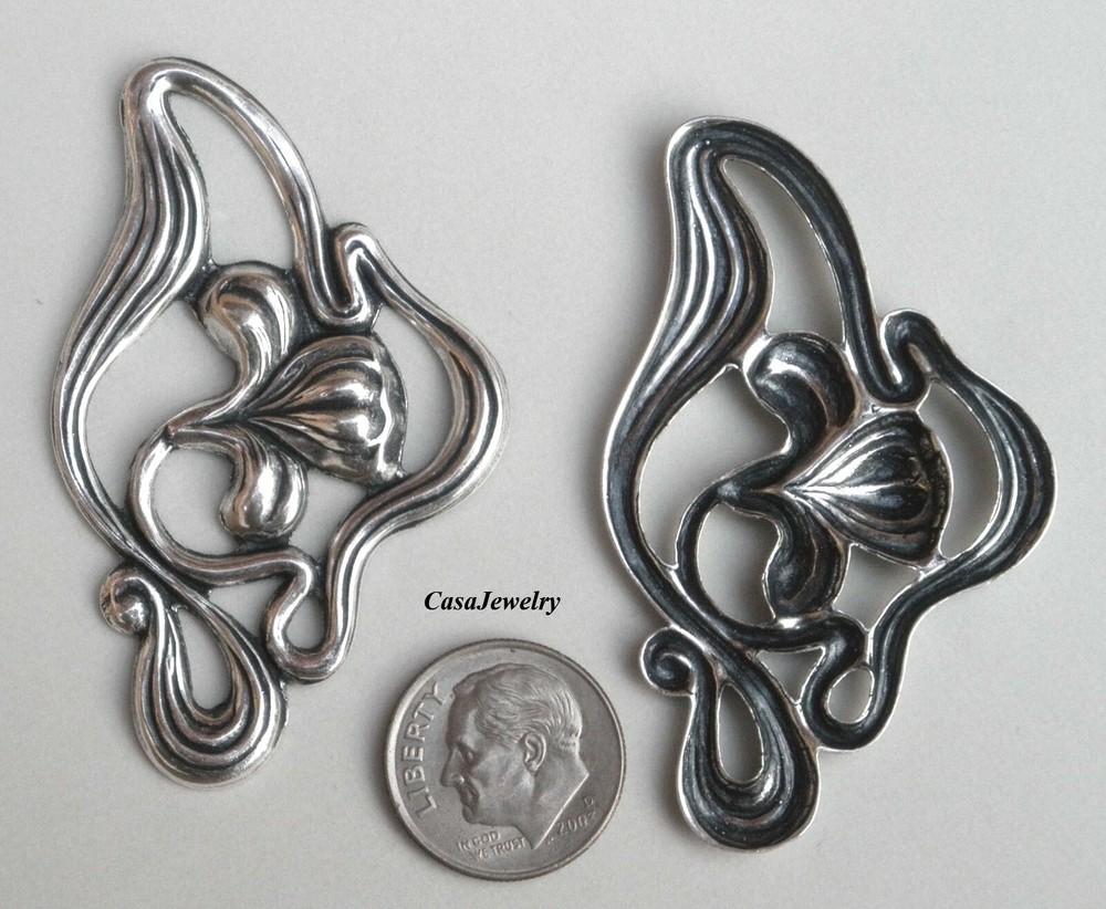 #5016RS ANTIQUED STERLING SILVER PLATED L & R IRIS COMPONENTS - 2 Pcs