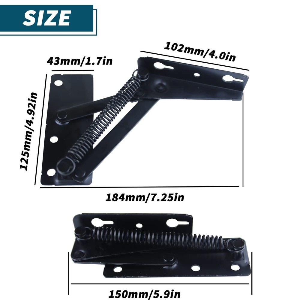80 Degree Foldable Lifting Bracket 1 Pair Heavy Duty Spring Hinges Widely Used