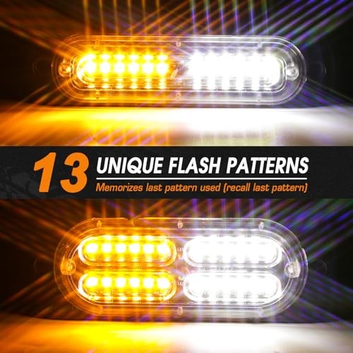 8 Pcs 12-24VLED Strobe Lights with Main Control for Trucks Vehicles Suvs,