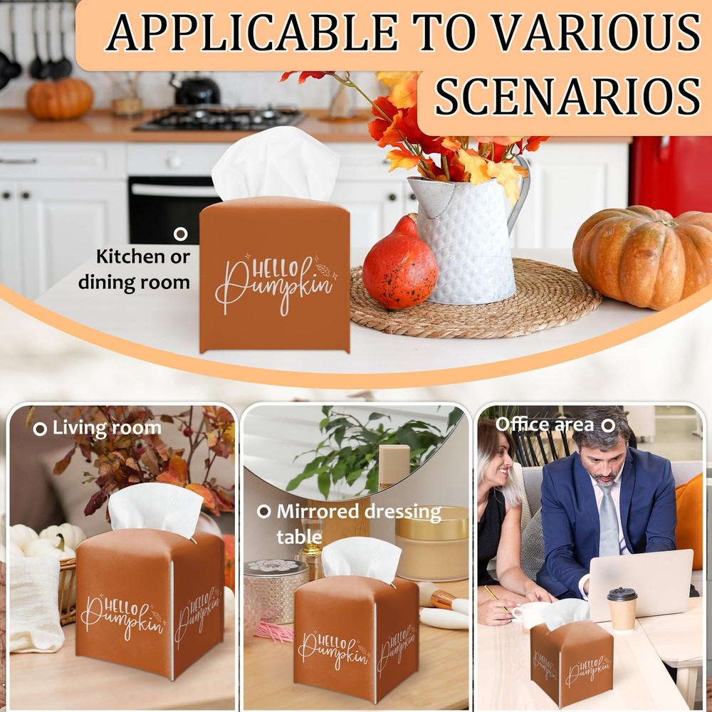 Fall Tissue Box Cover-Orange, Thanksgiving Holder, Hello Orange
