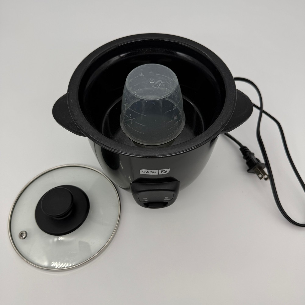 Dash Mini Rice Cooker Black 2 Cup Compact Cooker One-Touch Keep Warm