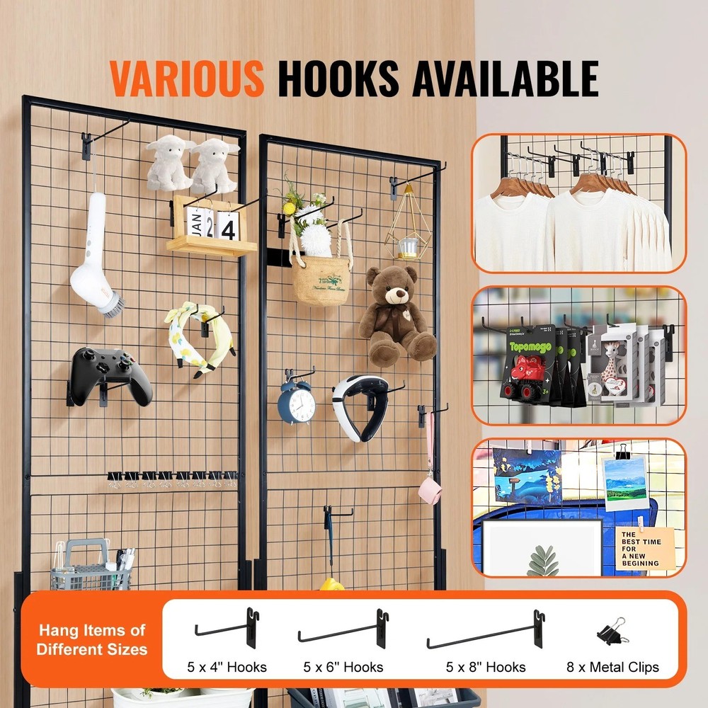 Double-Sided Gridwall Display Rack Tower w/ Hooks for Retail, Craft & Art Shows