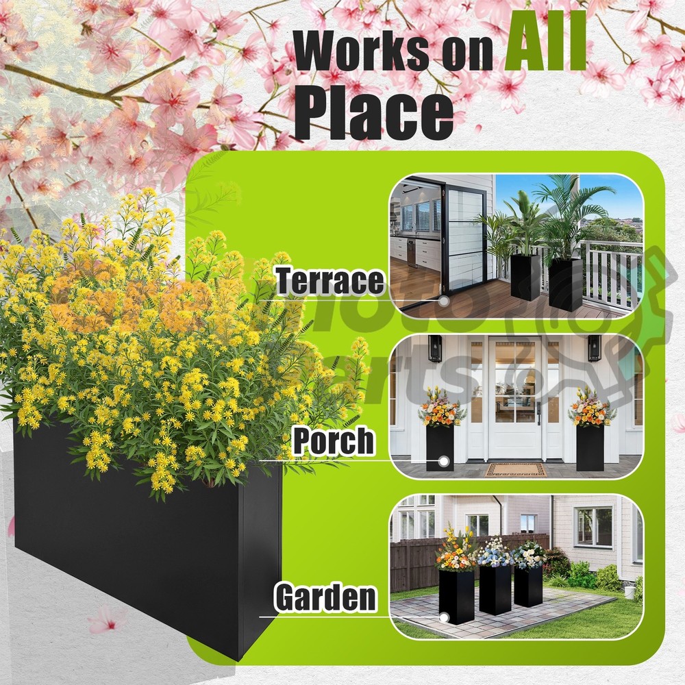 Steel Planter Box 10"x38"x30" Rectangular Removable Insert Shelf Free Shipping
