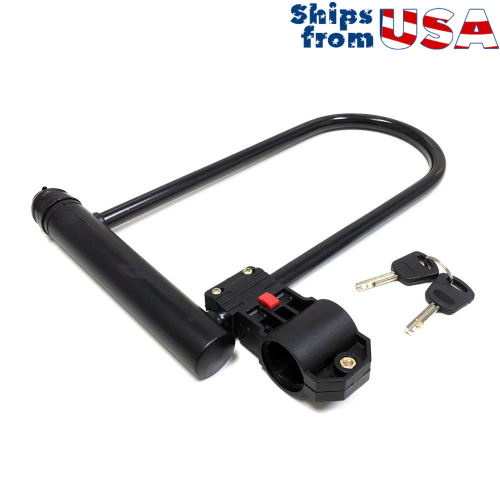 Motorcycle Scooter Anti-theft Security Lock U Shaped, Two Keys and Carry Bracket