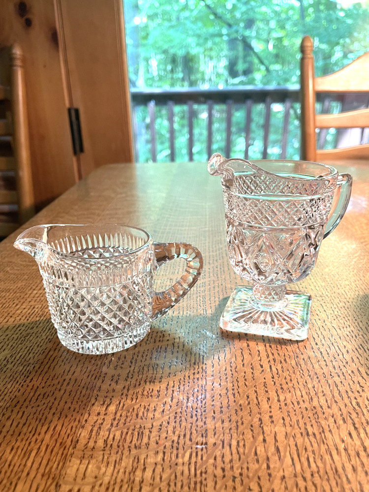 VINTAGE Diamond Quilted Pitchers Glassware, Decorative or Usage
